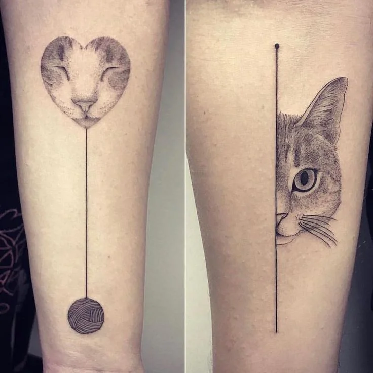 tatuaje de gatos para brazo silueta